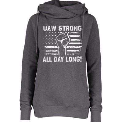 UAW Strike USA Flag Red United Auto Workers Picket Sign Womens Funnel Neck Pullover Hood