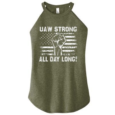 UAW Strike USA Flag Red United Auto Workers Picket Sign Women's Perfect Tri Rocker Tank