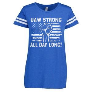 UAW Strike USA Flag Red United Auto Workers Picket Sign Enza Ladies Jersey Football T-Shirt