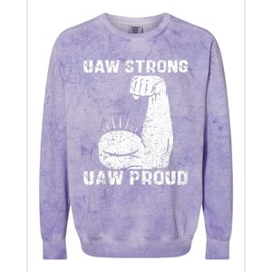 Uaw Strong Uaw Proud Union Pride Uaw Laborer Worker Colorblast Crewneck Sweatshirt