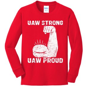 Uaw Strong Uaw Proud Union Pride Uaw Laborer Worker Kids Long Sleeve Shirt