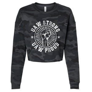 UAW Strong UAW Proud Union Pride UAW Laborer Worker Cropped Pullover Crew