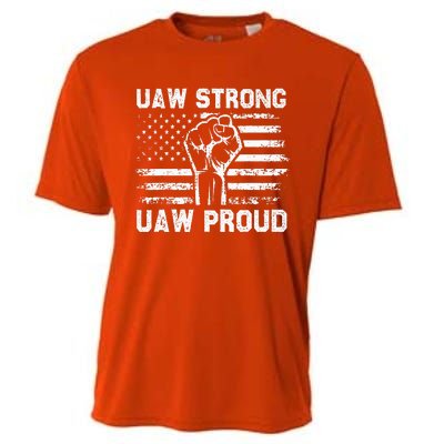 UAW Strong UAW Proud USA Flag Union Pride UAW Laborer Worker Cooling Performance Crew T-Shirt