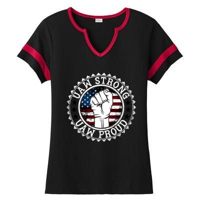 Uaw Strong Uaw Proud Union Pride Uaw Laborer Worker Design Ladies Halftime Notch Neck Tee