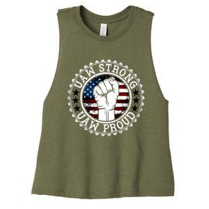 Uaw Strong Uaw Proud Union Pride Uaw Laborer Worker Design Women's Racerback Cropped Tank