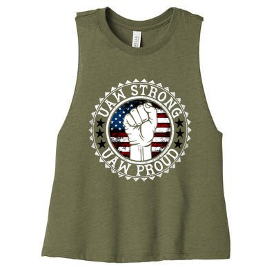 Uaw Strong Uaw Proud Union Pride Uaw Laborer Worker Design Women's Racerback Cropped Tank