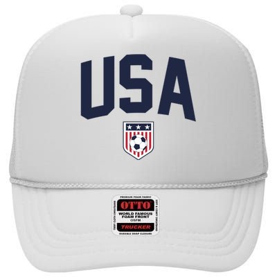 United States USA Soccer Flag American Flag Football Jersey High Crown Mesh Back Trucker Hat