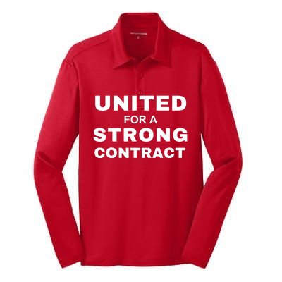 UAW Strike United For A Strong Contract Silk Touch Performance Long Sleeve Polo