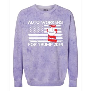 Uaw Strong Uaw Proud Union Pride Auto Workers For Trump Colorblast Crewneck Sweatshirt