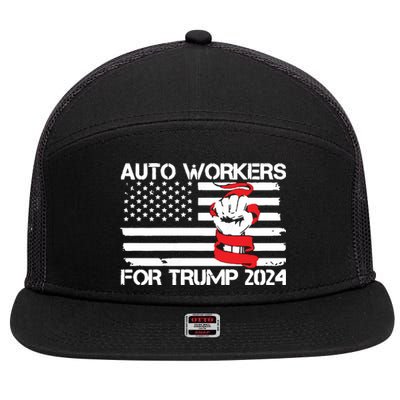 Uaw Strong Uaw Proud Union Pride Auto Workers For Trump 7 Panel Mesh Trucker Snapback Hat