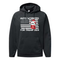 Uaw Strong Uaw Proud Union Pride Auto Workers For Trump Performance Fleece Hoodie