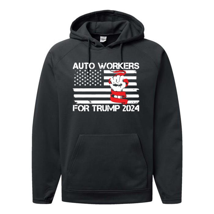 Uaw Strong Uaw Proud Union Pride Auto Workers For Trump Performance Fleece Hoodie