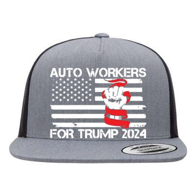 Uaw Strong Uaw Proud Union Pride Auto Workers For Trump Flat Bill Trucker Hat