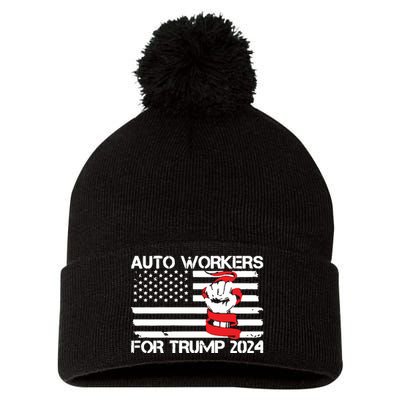 Uaw Strong Uaw Proud Union Pride Auto Workers For Trump Pom Pom 12in Knit Beanie