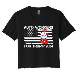 Uaw Strong Uaw Proud Union Pride Auto Workers For Trump Women's Crop Top Tee