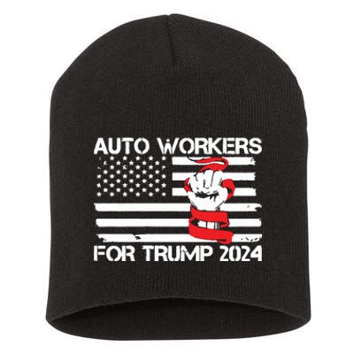 Uaw Strong Uaw Proud Union Pride Auto Workers For Trump Short Acrylic Beanie