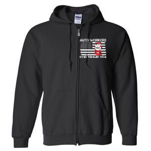 Uaw Strong Uaw Proud Union Pride Auto Workers For Trump Full Zip Hoodie