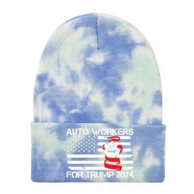 Uaw Strong Uaw Proud Union Pride Auto Workers For Trump Tie Dye 12in Knit Beanie