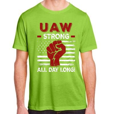 UAW Strike USA Flag Red United Auto Workers Picket Sign Adult ChromaSoft Performance T-Shirt