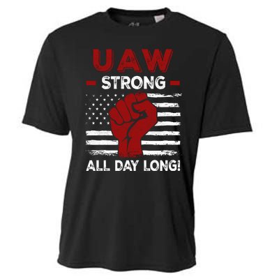 UAW Strike USA Flag Red United Auto Workers Picket Sign Cooling Performance Crew T-Shirt