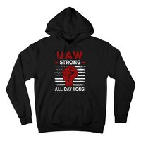 UAW Strike USA Flag Red United Auto Workers Picket Sign Hoodie