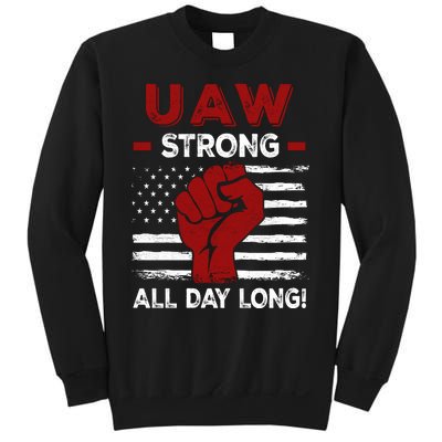 UAW Strike USA Flag Red United Auto Workers Picket Sign Sweatshirt