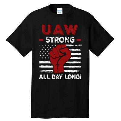 UAW Strike USA Flag Red United Auto Workers Picket Sign Tall T-Shirt