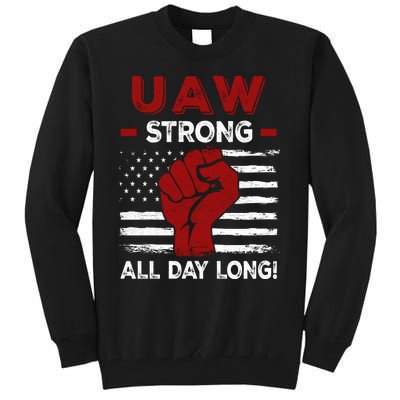 UAW Strike USA Flag Red United Auto Workers Picket Sign Tall Sweatshirt