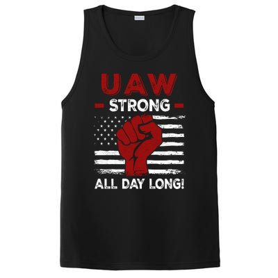 UAW Strike USA Flag Red United Auto Workers Picket Sign PosiCharge Competitor Tank