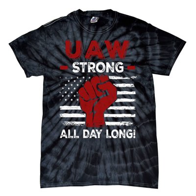 UAW Strike USA Flag Red United Auto Workers Picket Sign Tie-Dye T-Shirt