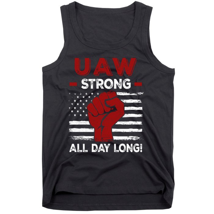 UAW Strike USA Flag Red United Auto Workers Picket Sign Tank Top