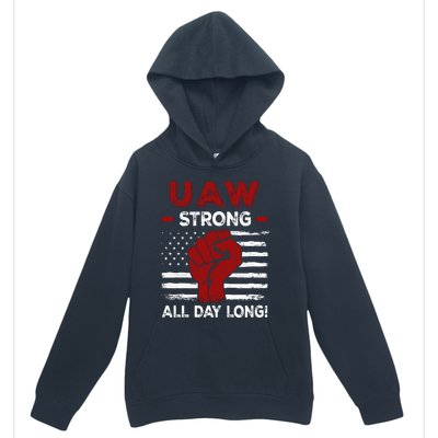 UAW Strike USA Flag Red United Auto Workers Picket Sign Urban Pullover Hoodie