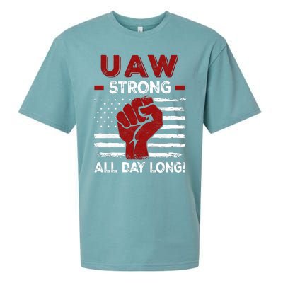 UAW Strike USA Flag Red United Auto Workers Picket Sign Sueded Cloud Jersey T-Shirt