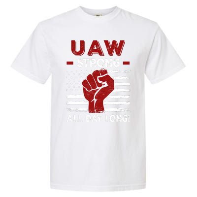 UAW Strike USA Flag Red United Auto Workers Picket Sign Garment-Dyed Heavyweight T-Shirt