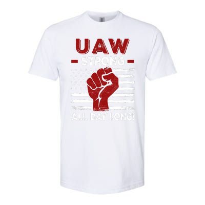 UAW Strike USA Flag Red United Auto Workers Picket Sign Softstyle CVC T-Shirt