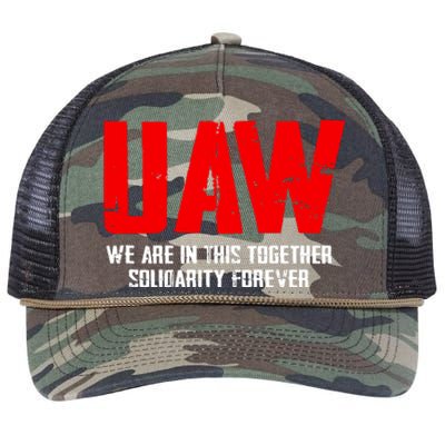 Uaw Strike United Auto Workers Union Uaw Strong Retro Rope Trucker Hat Cap