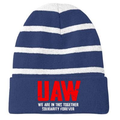 Uaw Strike United Auto Workers Union Uaw Strong Striped Beanie with Solid Band