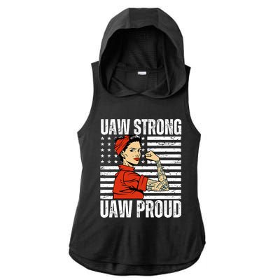 Uaw Strong Uaw Proud Union Pride Uaw Laborer Worker Ladies PosiCharge Tri-Blend Wicking Draft Hoodie Tank