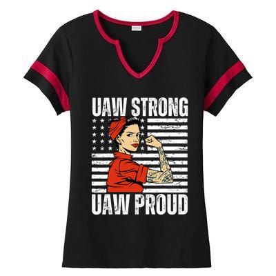 Uaw Strong Uaw Proud Union Pride Uaw Laborer Worker Ladies Halftime Notch Neck Tee