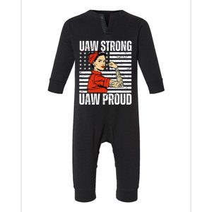 Uaw Strong Uaw Proud Union Pride Uaw Laborer Worker Infant Fleece One Piece