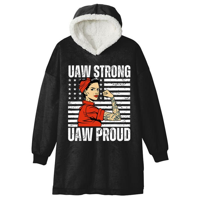 Uaw Strong Uaw Proud Union Pride Uaw Laborer Worker Hooded Wearable Blanket