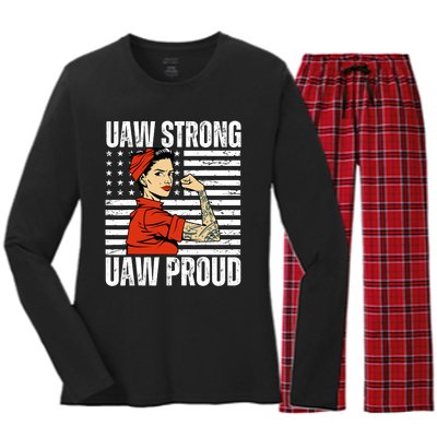 Uaw Strong Uaw Proud Union Pride Uaw Laborer Worker Women's Long Sleeve Flannel Pajama Set 