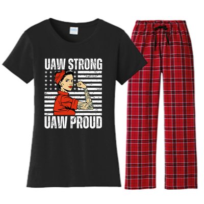 Uaw Strong Uaw Proud Union Pride Uaw Laborer Worker Women's Flannel Pajama Set