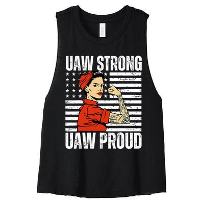 Uaw Strong Uaw Proud Union Pride Uaw Laborer Worker Women's Racerback Cropped Tank