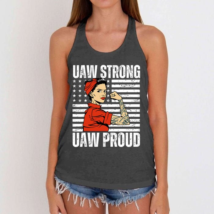 Uaw Strong Uaw Proud Union Pride Uaw Laborer Worker Women's Knotted Racerback Tank