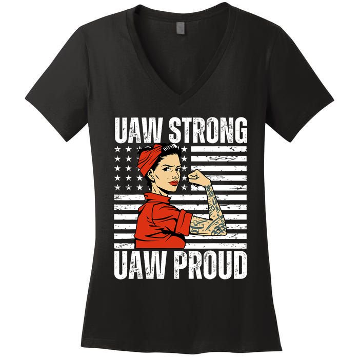 Uaw Strong Uaw Proud Union Pride Uaw Laborer Worker Women's V-Neck T-Shirt