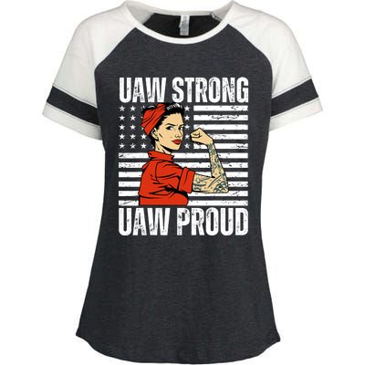 Uaw Strong Uaw Proud Union Pride Uaw Laborer Worker Enza Ladies Jersey Colorblock Tee