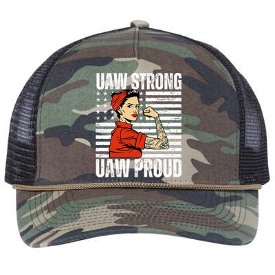 Uaw Strong Uaw Proud Union Pride Uaw Laborer Worker Retro Rope Trucker Hat Cap