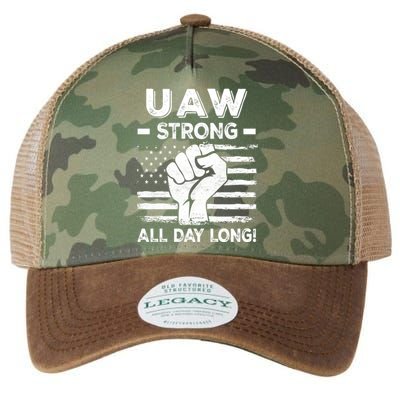 UAW Strike USA Flag Red United Auto Workers Picket Sign Legacy Tie Dye Trucker Hat