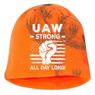 UAW Strike USA Flag Red United Auto Workers Picket Sign Kati - Camo Knit Beanie